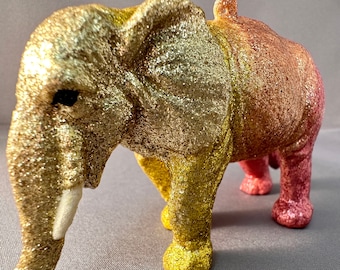 Elephant Ornament - Elephant - Wild Animal - Glittered Ornament - Glitter Animal - Animal Ornament - Christmas Decor - Tree Ornament