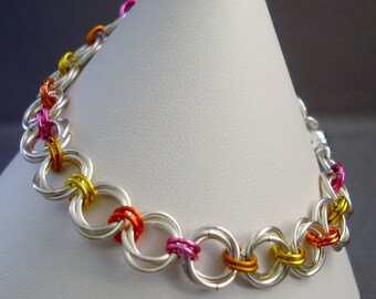Summer Brights Chainmaille Bracelet: Sterling Silver Clasp