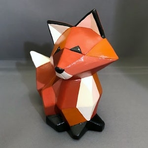 Fox Figurine Ceramic Fox Ceramic Figurine Fox Decor Wildlife Art Woodland Decor Geometric Fox Geometric Decor Geometric Art image 3