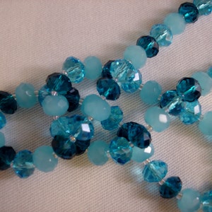 Beaded Necklace - Blue Necklace - Aquamarine Necklace - Aqua Necklace - Sterling Silver Necklace - Glass Bead Necklace - Seed Bead Necklace