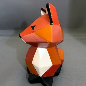 Fox Figurine Ceramic Fox Ceramic Figurine Fox Decor Wildlife Art Woodland Decor Geometric Fox Geometric Decor Geometric Art image 4