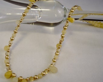Honey Jade Briolette Necklace: Citrine & Gold Filled Beaded Necklace