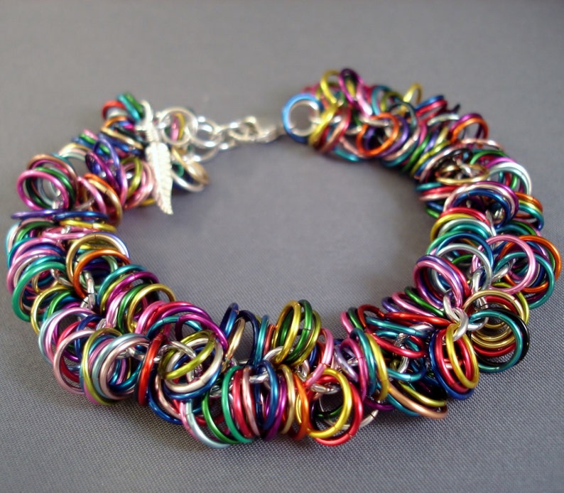 Chainmail Bracelet Chainmaille Bracelet Rainbow Bracelet Chainmaille Chainmail image 2
