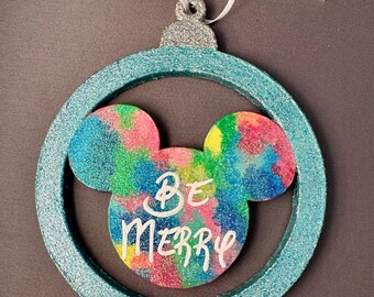 Be Merry - Mickey Head Ornament - Disney Christmas Ornament - Disney Trip Ornament - Disney Inspired Ornament - Christmas Gift - Mickey Icon