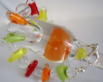 Citrus Lampwork Bracelet: Handmade Glass Bead & Sterling Silver