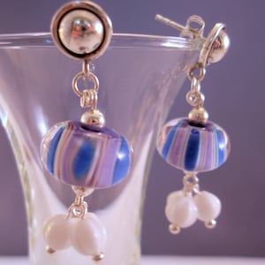 Beach Earrings - Beaded Earrings - Dangle Earrings - Drop Earrings - Sterling Silver Earrings - Lampwork Bead Earrings - Glass Bead Earrings