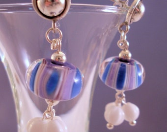 Lampwork Bead Earrings: Sterling Silver, Beach Ball Style