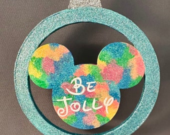 Be Jolly - Mickey Head Ornament - Disney Christmas Ornament - Disney Trip Ornament - Disney Inspired Ornament - Christmas Gift - Mickey Icon