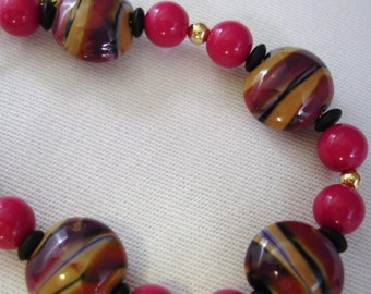 Plum Perfect - Beaded Bracelet - Lampwork Bracelet - Lucite Bracelet - Purple Bracelet - Gold Filled Bracelet - Glass Bead Bracelet