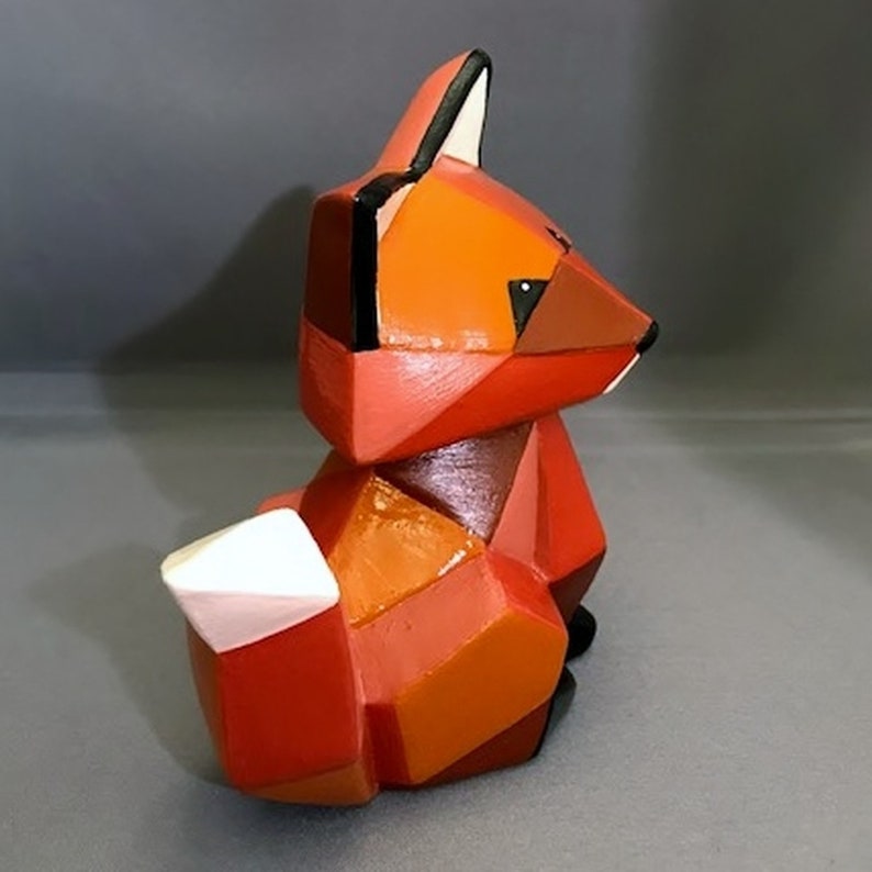 Fox Figurine Ceramic Fox Ceramic Figurine Fox Decor Wildlife Art Woodland Decor Geometric Fox Geometric Decor Geometric Art image 7