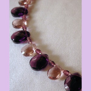 Briolette Necklace - Purple Necklace - Lavender Necklace - Beaded Necklace - Teardrop Necklace - February Birthstone - Adjustable Necklace