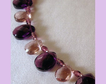 Purple Briolette Necklace: Sterling Silver, Adjustable Beaded Teardrop