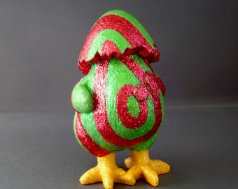 Stripes - Chick - Easter Chick - Easter Decor - Spring Decor - Chick Figurine - Easter Decoration - Springtime - Spring - Green - Pink