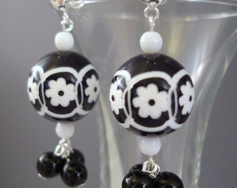 Daisy Lucite Earrings: Sterling Silver Dangle Drop Earrings
