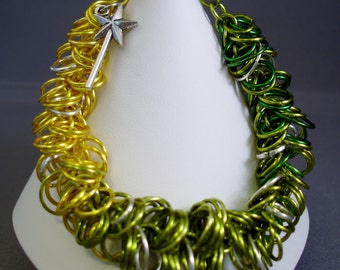 Pulsera de cota de malla de Campanilla: Varita de plata de ley, diseño de polvo de hadas