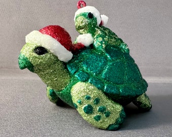 Turtle Ornament - Sea Turtle Ornament - Glittered Ornament - Glitter Animal - Animal Ornament - Christmas Decor - Tree Ornament - Turtle