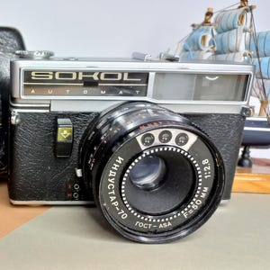 Vintage SOKOL Automat Film Camera: USSR Industar-70 Lens, Tested & Working