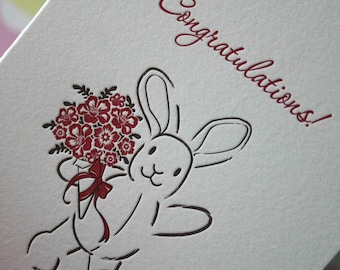 Boekdruk Card - Gefeliciteerd - Bunny