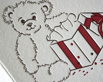 Teddy Bear Letterpress Thank You Card