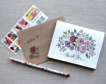 Floral  Bouquet Thank You Notes