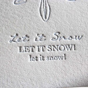 Letterpress Holiday Card Frosted Blue Snowflake Set of 6 image 4