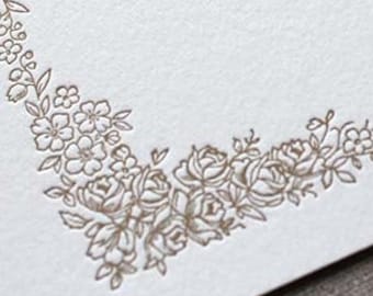 Gold Border Letterpress Note Kaart