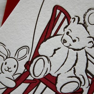 Letterpress Birthday Invitations Teddy set of 10 image 4