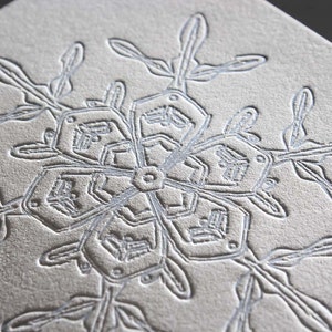 Letterpress Holiday Card Frosted Blue Snowflake Set of 6 image 1