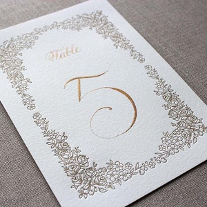 Números de tabla de tipografía o tarjetas de notas