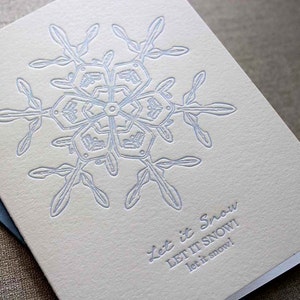 Letterpress Holiday Card Frosted Blue Snowflake Set of 6 image 2