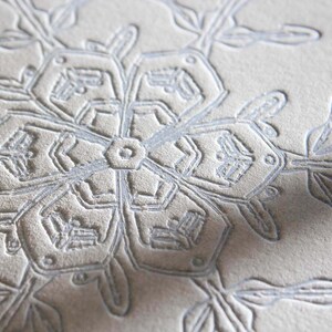 Letterpress Holiday Card Frosted Blue Snowflake Set of 6 image 5