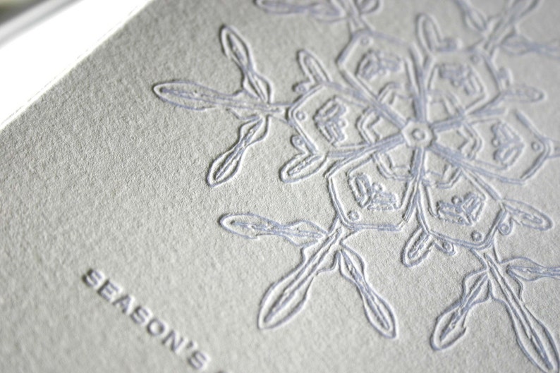 Letterpress Holiday Card Frosted Blue Snowflake Set of 6 image 5