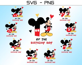 Mouse Birthday Boy SVG PNG Bundle (Digital Download)