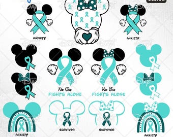 Angst Awareness Ribbon SVG PNG Bundle: Psychische Gesundheit Abziehbilder (Digitaler Download)