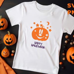 Mouse Halloween Pumpkin Head SVG PNG,Cartoon Characters, Layered Svg by colors, Transparent Png, Cut files for Cricut.