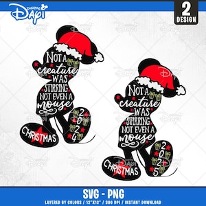 Christmas Mouse SVG PNG: &quot;Not a Creature Was Stirring&quot; Design (Digital Download)