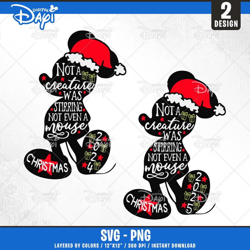 Not A Creature Was Stirring Not Even a Mouse PNG SVG, Christmas Mouse PNG, Christmas Sublimation Design Transparent Png,Cut files for Cricut