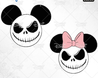 Jack Skellington Mouse Face Clipart: Halloween SVG, PNG Cut Files (Digital Download)