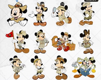 Safari Mouse & Friends SVG PNG: 12 Cartoon Designs (Digital Download)