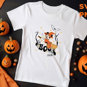 Retro Minnie Pumpkin Halloween Svg Png,Minnie BOO Svg Png ,Cartoon Characters, Layered Svg by colors, Transparent Png, Cut files for Cricut.