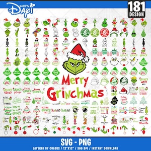 Grinch Christmas SVG Bundle: 181 Unique Designs (Digital File)
