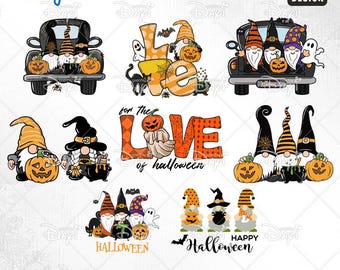 Halloween Gnomes SVG PNG Bundle: Pumpkin Sublimation Design (Digital Download)