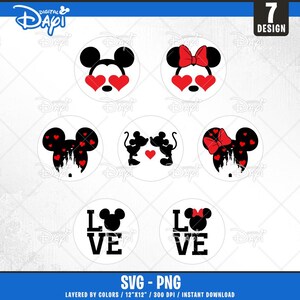 Happy Valentines Day Couple 2025 SVG PNG,Mouse Heart Valentine,Couple Love Valentines Svg,Valentine Cartoon Characters Cut files for Cricut