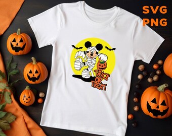 Mouse Mummy Svg Png, Halloween Couple Tee, Disney Halloween Gift Svg Png, Funny Halloween Tee Cartoon Characters,  Cut files for Cricut.
