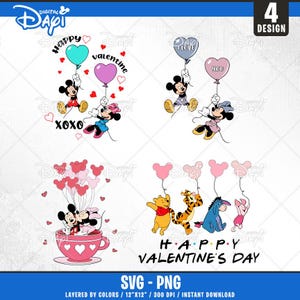 Couple Mouse and Friends Love SVG PNG, Heart Valentines Svg, Valentine Day Svg, Be Mine Svg, Cupid Couple Svg, Magical Valentines Svg cricut