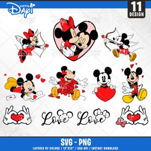 Mouse Valentine SVG Bundle: Cartoon Characters Cricut (Digital Download)