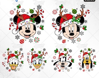 Weihnachten Maus Charakter SVG PNG Dateien: Urlaub Freunde Schnittdateien (Digitaler Download)