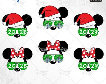 Maus Paar Weihnachtsreise 2024 2025 SVG PNG Cut Files