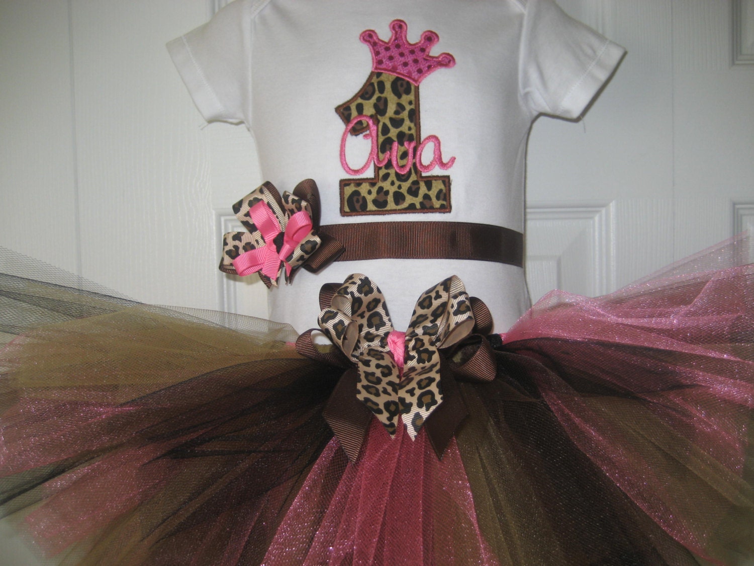 Baby Girl Birthday Leopard tutu set number one birthday tutu Etsy