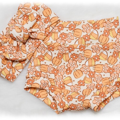 Fall Bummies Pumpkin Orange High Waisted Baby Girl Bummies Etsy